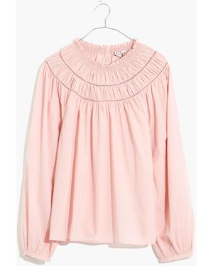 MW Ladder-Trim Gathered-Neck Top - Natural