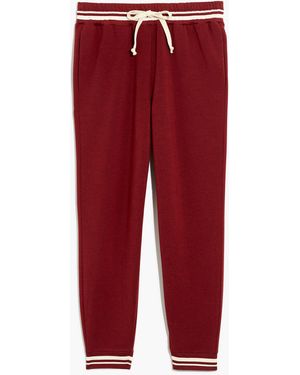 MW L Superbrushed Easygoing Sweatpants: Striped Trim Edition - White