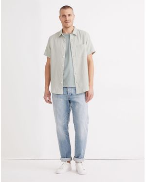 MW Textured Cotton Perfect Short-Sleeve Shirt - Blue