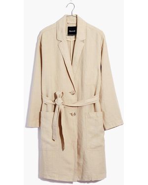 MW Linen Belted Long Blazer - Natural