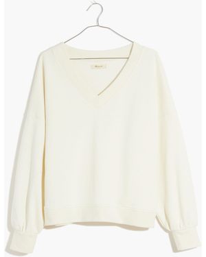 MW Hemp-Cotton V-Neck Sweatshirt - White