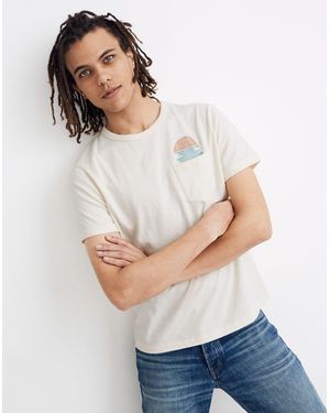 MW Horizon Sunset Graphic Allday Crewneck Pocket Tee - Grey