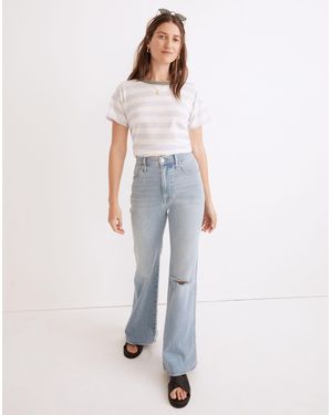 MW Whisper Cotton Rib-Crewneck Ringer Tee - Blue