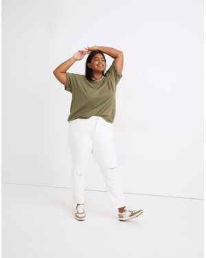 MW Plus Whisper Cotton Rib-Crewneck Tee - White