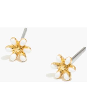 MW Enamel Daisy Stud Earrings - White