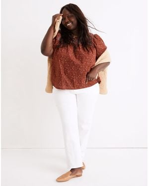 MW Plus Square-Neck Smocked Top - White