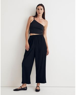 MW Crinkled Crepe Straight-Leg Crop Trousers - Blue