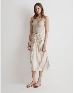 MW Twist-Front Sarong Midi Skirt - Natural