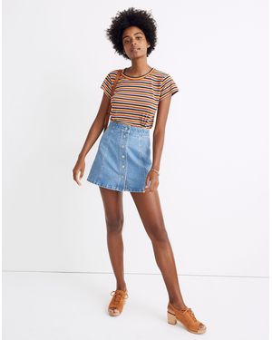 MW Stretch Denim A-Line Mini Skirt - Blue