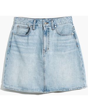 MW Curvy Denim High-Waist Straight Mini Skirt - Blue