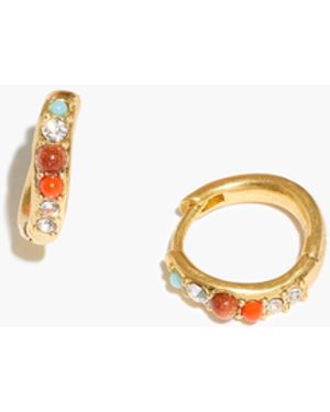 MW Pav&Eacute; Wave Huggie Hoop Earrings - White