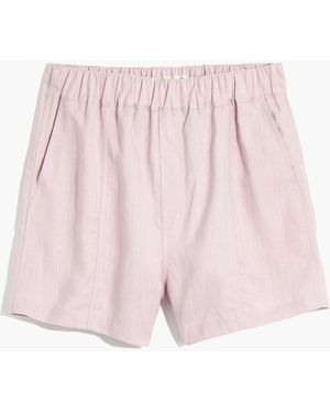 MW Linen-Blend Easy Pull-On Shorts - White