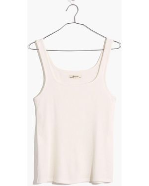 MW Ribbed Square-Neck Tank Top - White