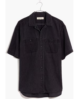 MW Denim Oversized Ex-Boyfriend Short-Sleeve Shirt - Black