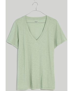 MW Whisper Cotton V-Neck Tee - Green