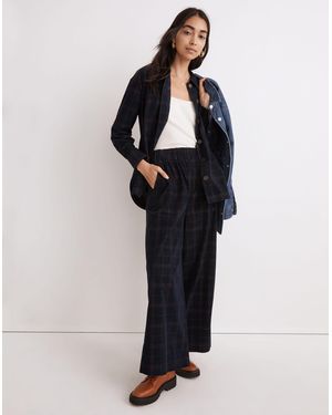 MW Corduroy Pull-On Wide-Leg Crop Trousers - Black