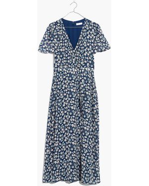 MW Wrap-Front Midi Dress - Blue