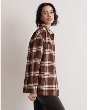 MW Flannel Cargo Oversized Shirt-Jacket - Brown