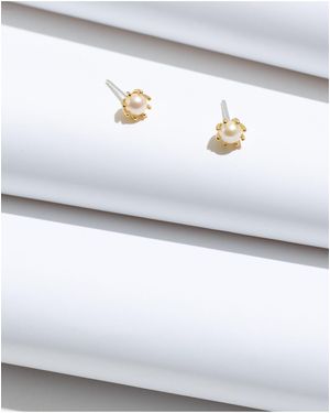 MW Demi-Fine Freshwater Pearl Prong-Set Stud Earrings - White