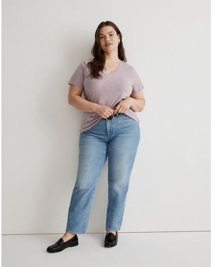 MW Plus Whisper Cotton V-Neck Tee - Blue