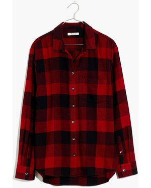 MW Flannel Side-Button Oversized Ex-Boyfriend Shirt - Brown