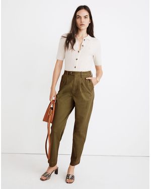 MW Pleated Taper Wide-Leg Trousers - Natural