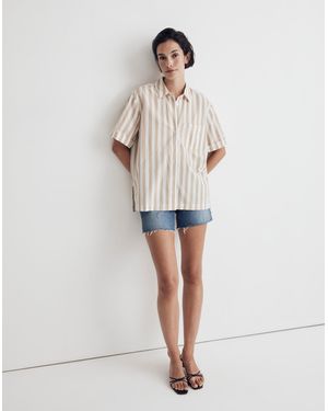 MW Signature Poplin Short-Sleeve Button-Down Shirt - Natural