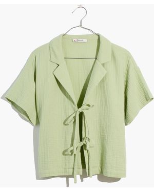 MW Lightestspun Tie-Front Cover-Up Crop Shirt - Green