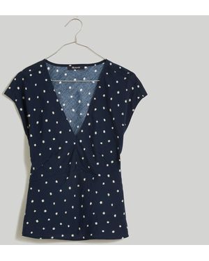 MW V-Neck Cap-Sleeve Top - Blue