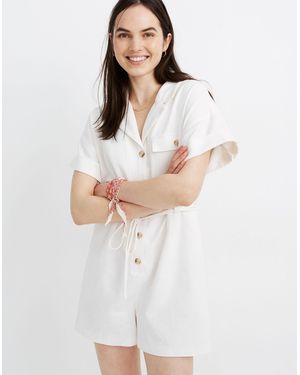 MW Petite Belted Safari Romper - White