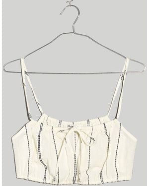 MW Tie-Front Bubble Cover-Up Crop Top - White