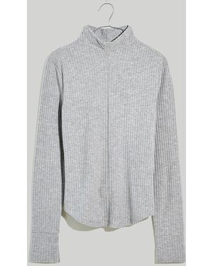 MW Plus L Brushed Rib Long-Sleeve Turtleneck Top - Grey