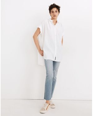 MW Crinkle Gauze Central Tunic Shirt - White