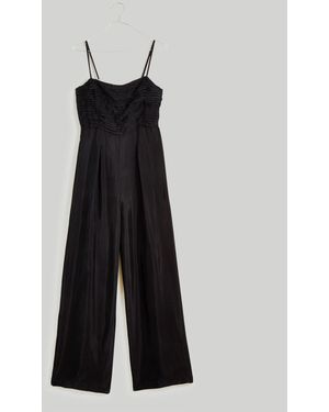 MW Ruched Crop Straight-Leg Jumpsuit - White
