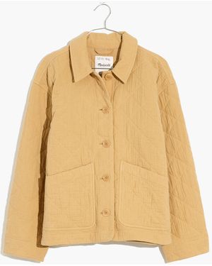 MW Plus Quilted Lightspun Cropped Shirt-Jacket - White