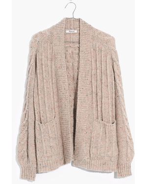 MW Bubble-Sleeve Cableknit Cardigan Jumper - Natural