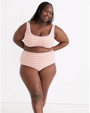 MW Plus Madewell Striped Terry Pullover Bikini Top - Brown