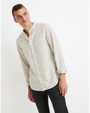 MW Linen-Blend Banded-Collar Perfect Shirt - White