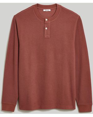 MW Textured Long-Sleeve Henley Tee - Brown