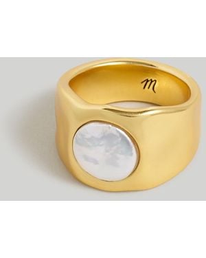 MW Freshwater Pearl Cigar Band Ring - Metallic