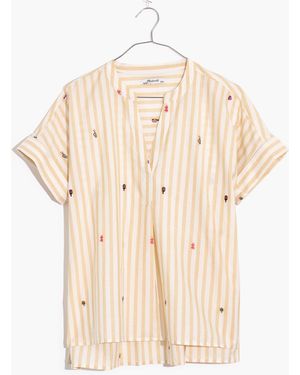 MW Embroidered Lakeline Popover Shirt - Natural