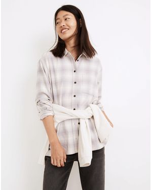 MW Flannel Oversized Ex-Boyfriend Shirt - White