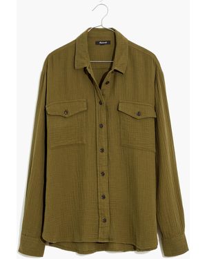 MW Lightspun Flap-Pocket Oversized Ex-Boyfriend Shirt - Green
