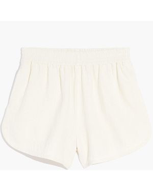 MW Linen-Blend Pasadena Pull-On Shorts - White