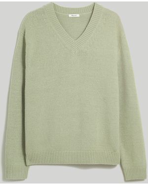 MW Wool-Blend V-Neck Jumper - Blue