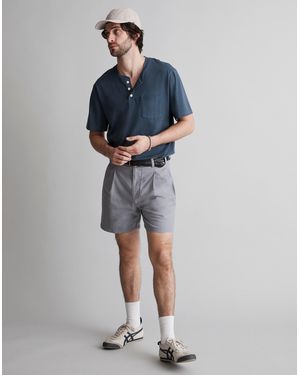 MW Textured Cotton Pocket Henley Tee - Blue