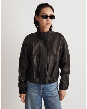 MW Leather Bomber Jacket - Black