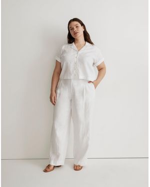 MW Plus 100% Linen Resort Shirt - White