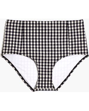 MW Madewell Second Wave Seersucker Retro High-Waisted Bikini Bottom - White