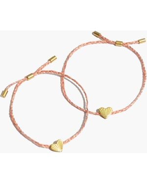 MW Carved Heart Corded Friendship Bracelet Set - White